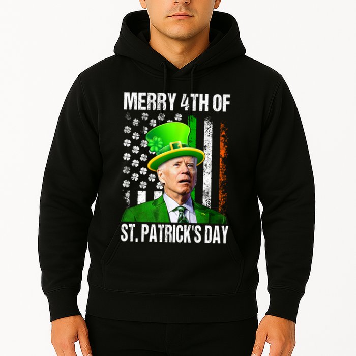 Merry 4th Of St PatrickS Day Funny Joe Biden Leprechaun Hat Hoodie