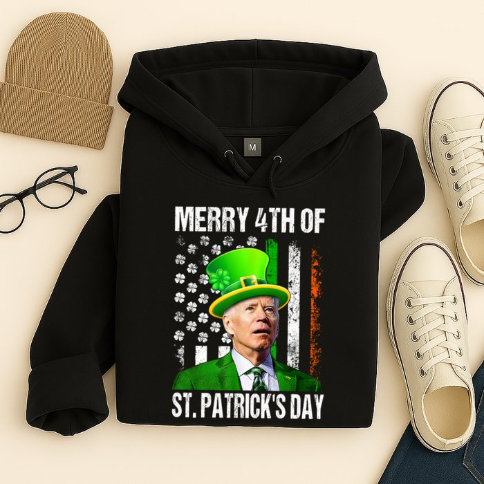 Merry 4th Of St PatrickS Day Funny Joe Biden Leprechaun Hat Hoodie