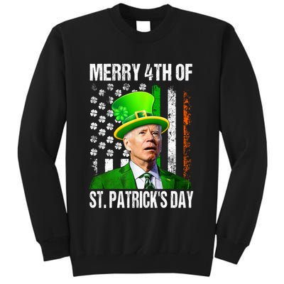 Merry 4th Of St PatrickS Day Funny Joe Biden Leprechaun Hat Sweatshirt