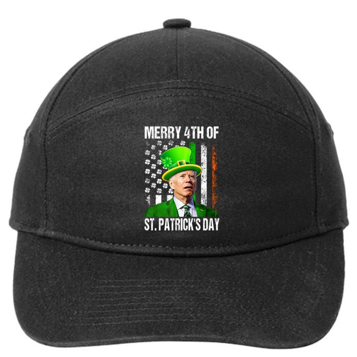 Merry 4th Of St PatrickS Day Funny Joe Biden Leprechaun Hat 7-Panel Snapback Hat