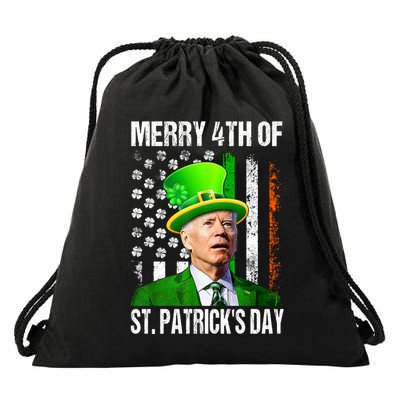 Merry 4th Of St PatrickS Day Funny Joe Biden Leprechaun Hat Drawstring Bag