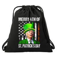 Merry 4th Of St PatrickS Day Funny Joe Biden Leprechaun Hat Drawstring Bag