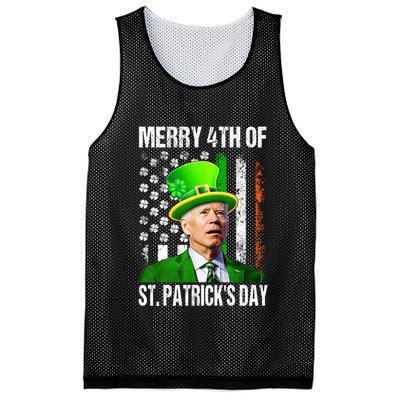 Merry 4th Of St PatrickS Day Funny Joe Biden Leprechaun Hat Mesh Reversible Basketball Jersey Tank