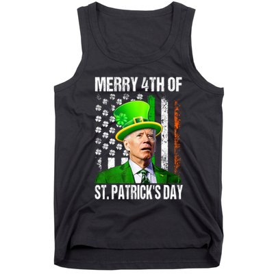 Merry 4th Of St PatrickS Day Funny Joe Biden Leprechaun Hat Tank Top