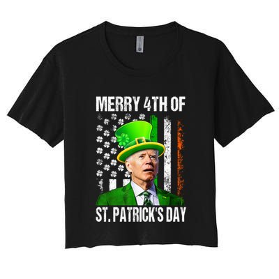Merry 4th Of St PatrickS Day Funny Joe Biden Leprechaun Hat Crop Top