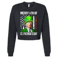 Merry 4th Of St PatrickS Day Funny Joe Biden Leprechaun Hat Cropped Pullover Crew