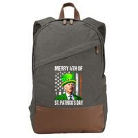 Merry 4th Of St PatrickS Day Funny Joe Biden Leprechaun Hat Cotton Canvas Backpack