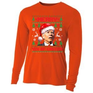 Merry 4th Of Easter Funny Joe Biden Christmas Ugly Sweater Meaningful Gift Cooling Performance Long Sleeve Crew