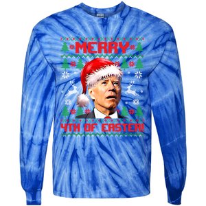 Merry 4th Of Easter Funny Joe Biden Christmas Ugly Sweater Meaningful Gift Tie-Dye Long Sleeve Shirt