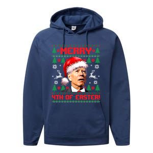 Merry 4th Of Easter Funny Joe Biden Christmas Ugly Sweater Meaningful Gift Performance Fleece Hoodie