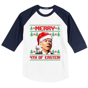 Merry 4th Of Easter Funny Joe Biden Christmas Ugly Sweater Meaningful Gift Baseball Sleeve Shirt