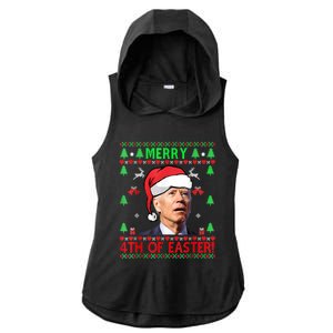 Merry 4th Of Easter Funny Joe Biden Christmas Ugly Sweater Ladies PosiCharge Tri-Blend Wicking Draft Hoodie Tank