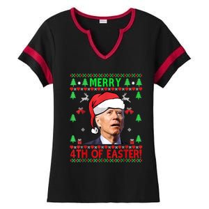 Merry 4th Of Easter Funny Joe Biden Christmas Ugly Sweater Ladies Halftime Notch Neck Tee