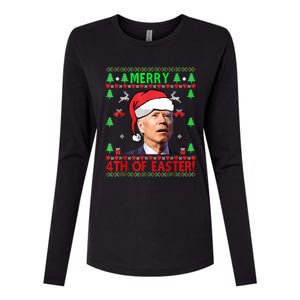 Merry 4th Of Easter Funny Joe Biden Christmas Ugly Sweater Womens Cotton Relaxed Long Sleeve T-Shirt