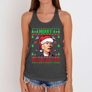 Merry 4th Of Easter Funny Joe Biden Christmas Ugly Sweater Women's Knotted Racerback Tank