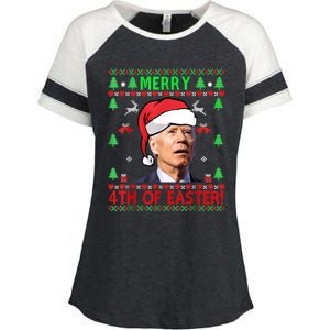 Merry 4th Of Easter Funny Joe Biden Christmas Ugly Sweater Enza Ladies Jersey Colorblock Tee