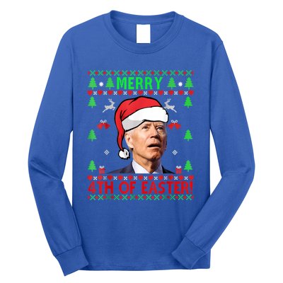 Merry 4th Of Easter Funny Joe Biden Christmas Ugly Sweater Long Sleeve Shirt