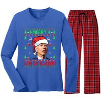 Merry 4th Of Easter Funny Joe Biden Christmas Ugly Sweater Women's Long Sleeve Flannel Pajama Set 