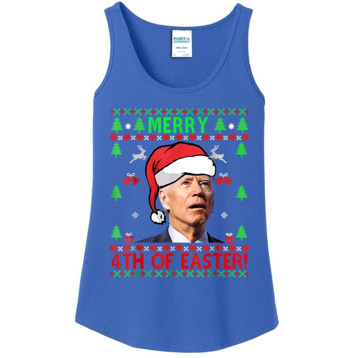 Merry 4th Of Easter Funny Joe Biden Christmas Ugly Sweater Ladies Essential Tank