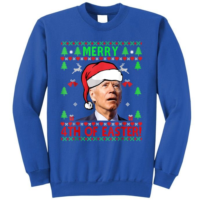 Merry 4th Of Easter Funny Joe Biden Christmas Ugly Sweater Tall Sweatshirt