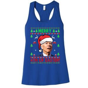 Merry 4th Of Easter Funny Joe Biden Christmas Ugly Sweater Women's Racerback Tank