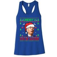 Merry 4th Of Easter Funny Joe Biden Christmas Ugly Sweater Women's Racerback Tank