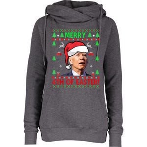 Merry 4th Of Easter Funny Joe Biden Christmas Ugly Sweater Womens Funnel Neck Pullover Hood