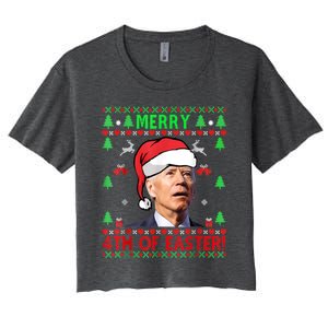 Merry 4th Of Easter Funny Joe Biden Christmas Ugly Sweater Women's Crop Top Tee