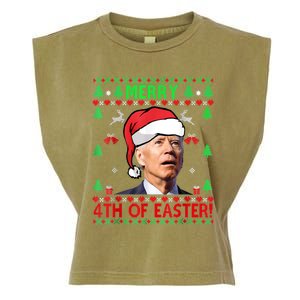 Merry 4th Of Easter Funny Joe Biden Christmas Ugly Sweater Garment-Dyed Women's Muscle Tee