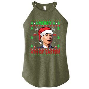 Merry 4th Of Easter Funny Joe Biden Christmas Ugly Sweater Women's Perfect Tri Rocker Tank