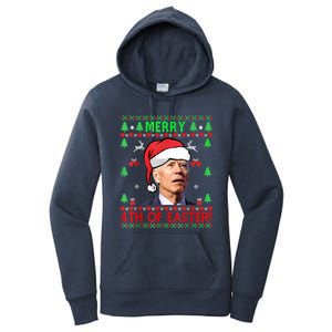 Merry 4th Of Easter Funny Joe Biden Christmas Ugly Sweater Women's Pullover Hoodie