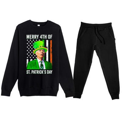 Merry 4th Of St Patrick's Day Joe Biden Leprechaun Hat Premium Crewneck Sweatsuit Set