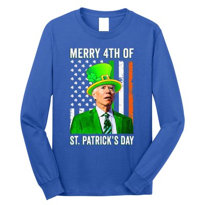 Merry 4th Of St Patrick's Day Joe Biden Leprechaun Hat Long Sleeve Shirt