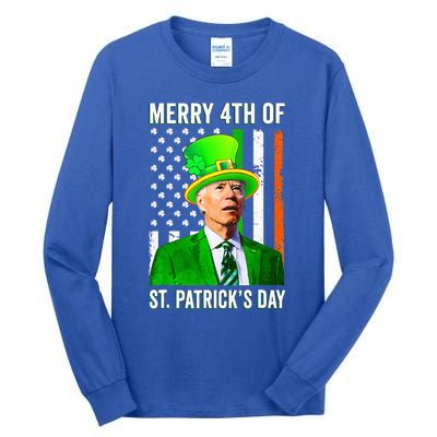 Merry 4th Of St Patrick's Day Joe Biden Leprechaun Hat Tall Long Sleeve T-Shirt