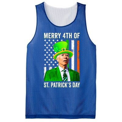 Merry 4th Of St Patrick's Day Joe Biden Leprechaun Hat Mesh Reversible Basketball Jersey Tank