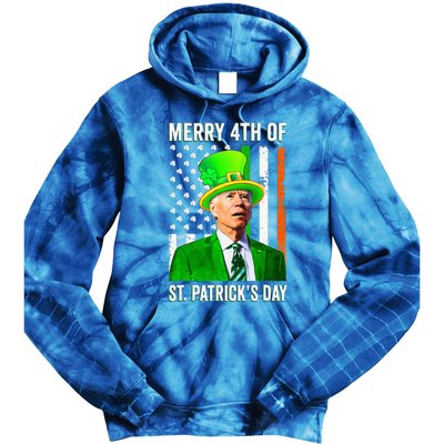 Merry 4th Of St Patrick's Day Joe Biden Leprechaun Hat Tie Dye Hoodie