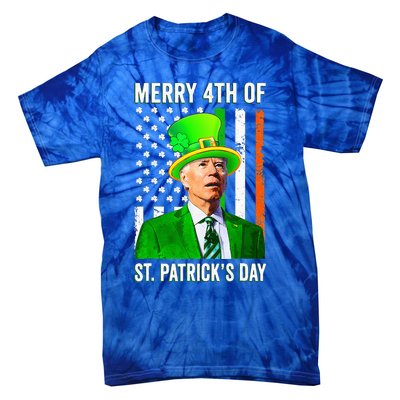 Merry 4th Of St Patrick's Day Joe Biden Leprechaun Hat Tie-Dye T-Shirt