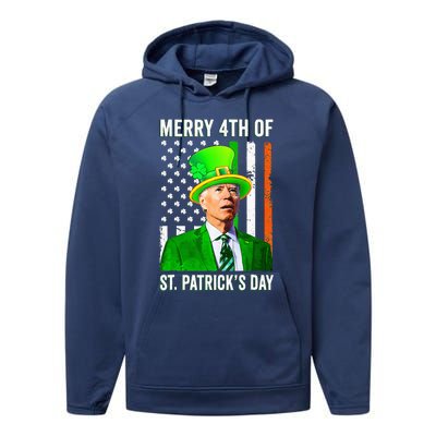 Merry 4th Of St Patrick's Day Joe Biden Leprechaun Hat Performance Fleece Hoodie