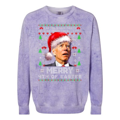 Merry 4th Of Easter Funny Biden Ugly Christmas Sweater Colorblast Crewneck Sweatshirt