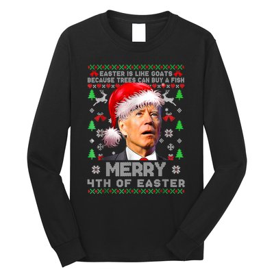 Merry 4th Of Easter Funny Biden Ugly Christmas Sweater Long Sleeve Shirt