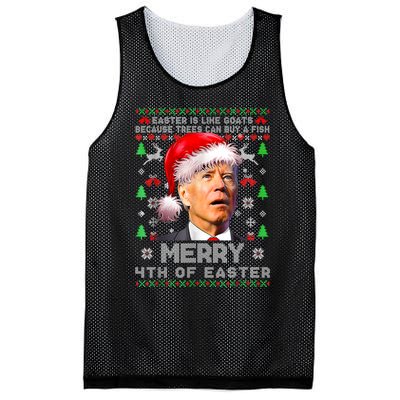 Merry 4th Of Easter Funny Biden Ugly Christmas Sweater Mesh Reversible Basketball Jersey Tank