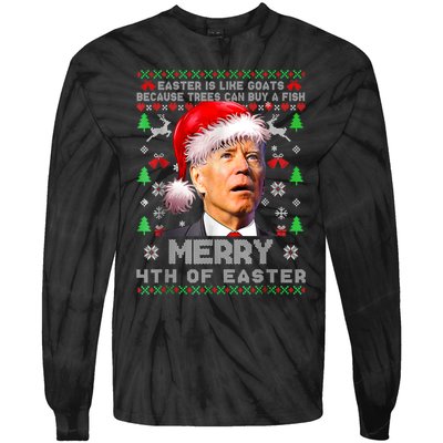 Merry 4th Of Easter Funny Biden Ugly Christmas Sweater Tie-Dye Long Sleeve Shirt