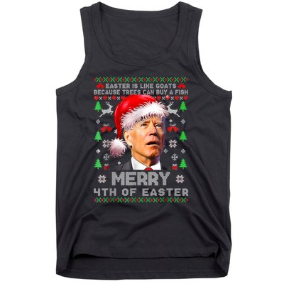 Merry 4th Of Easter Funny Biden Ugly Christmas Sweater Tank Top