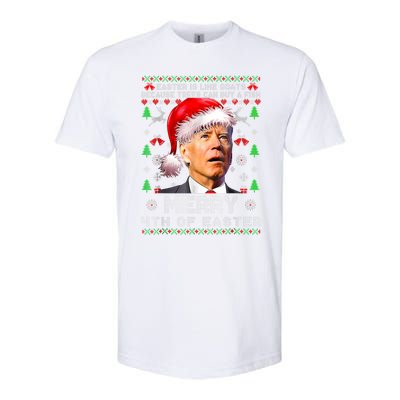 Merry 4th Of Easter Funny Biden Ugly Christmas Sweater Softstyle CVC T-Shirt