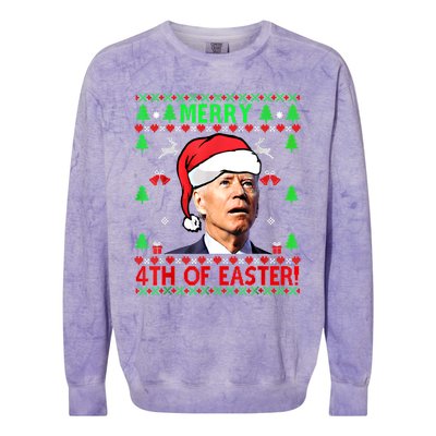 Merry 4th Of Easter Funny Joe Biden Christmas Ugly Sweater Cool Gift Colorblast Crewneck Sweatshirt