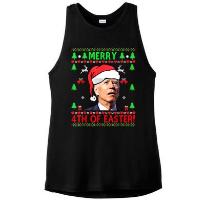 Merry 4th Of Easter Funny Joe Biden Christmas Ugly Sweater Cool Gift Ladies PosiCharge Tri-Blend Wicking Tank