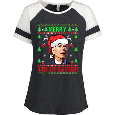 Merry 4th Of Easter Funny Joe Biden Christmas Ugly Sweater Cool Gift Enza Ladies Jersey Colorblock Tee