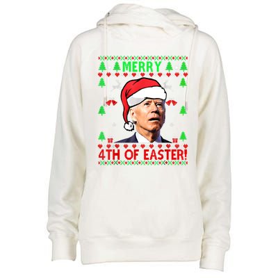 Merry 4th Of Easter Funny Joe Biden Christmas Ugly Sweater Cool Gift Womens Funnel Neck Pullover Hood