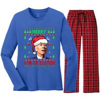 Merry 4th Of Easter Funny Joe Biden Christmas Ugly Sweater Cool Gift Women's Long Sleeve Flannel Pajama Set 