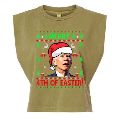 Merry 4th Of Easter Funny Joe Biden Christmas Ugly Sweater Cool Gift Garment-Dyed Women's Muscle Tee